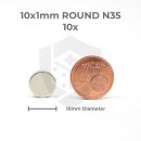 10x1 Neodymium Magnets - round (10 pieces)